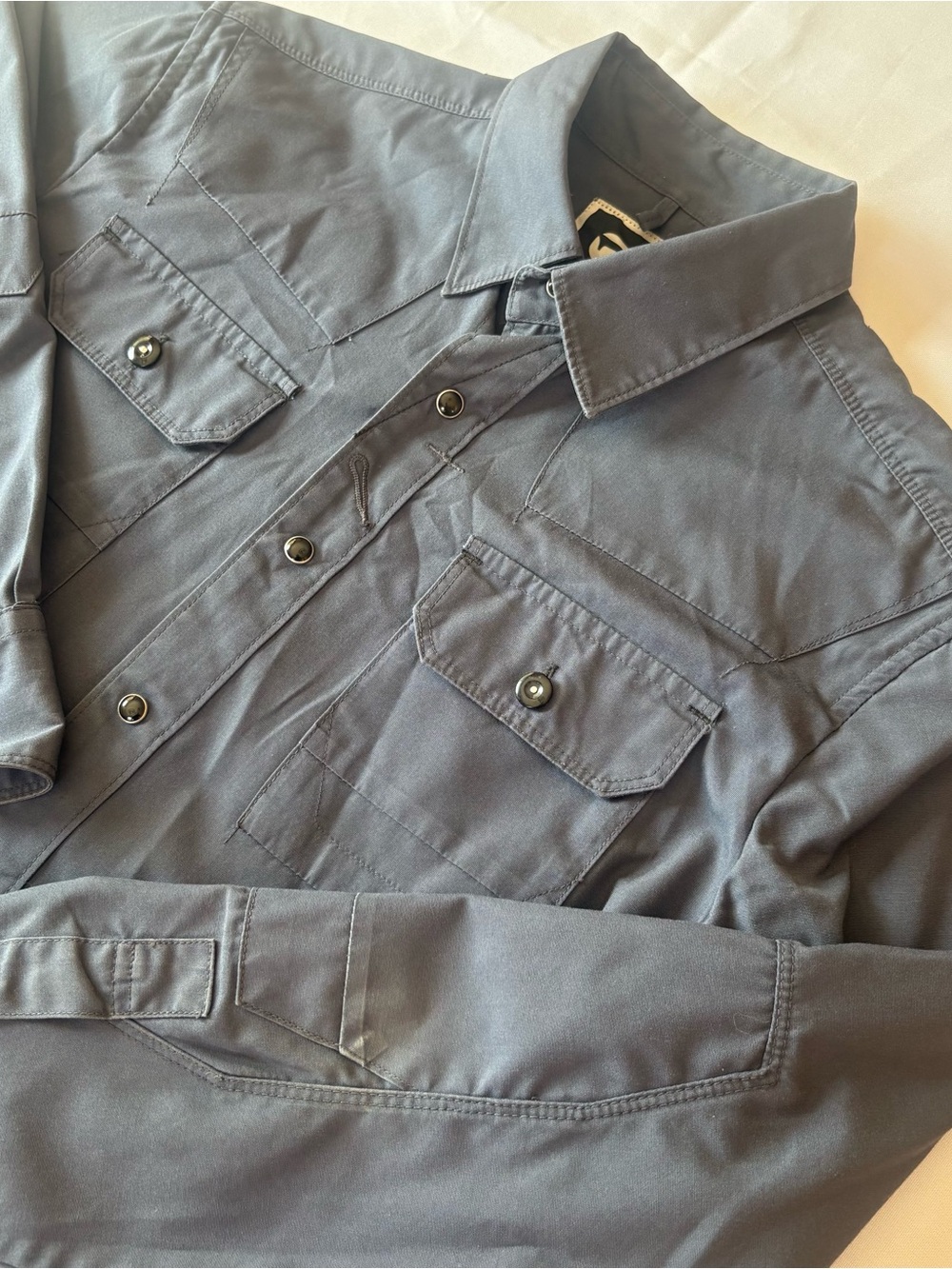 G-Star RAW 03301 Men’s M Blue Gray Utility Snap Workwear Shirt